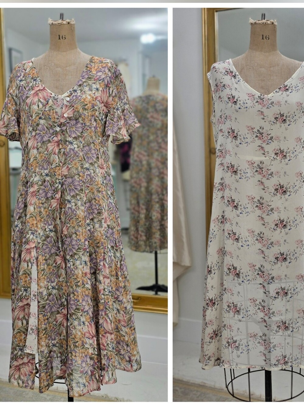 Vintage Floral Button Down Dress X2 - Picture 7 of 9